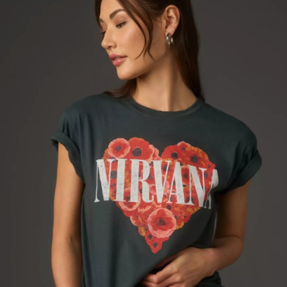 Anthropologie Letluv Nirvana Poppies Graphic Tee